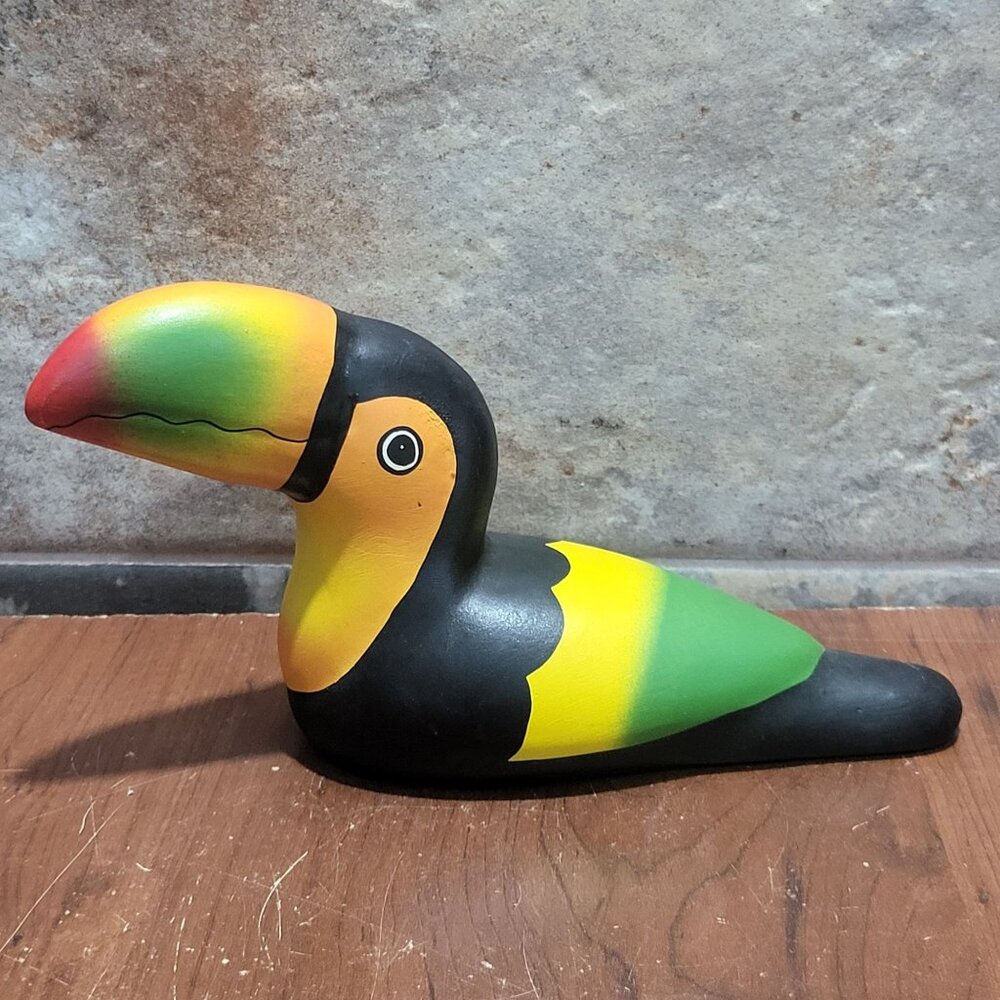 Vintage Hand Painted Pottery Toucan Figurine